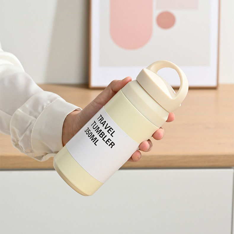 日式磨砂手提茶隔保溫杯500ml