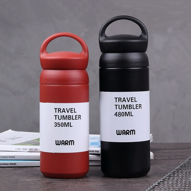 日式磨砂手提茶隔保溫杯500ml