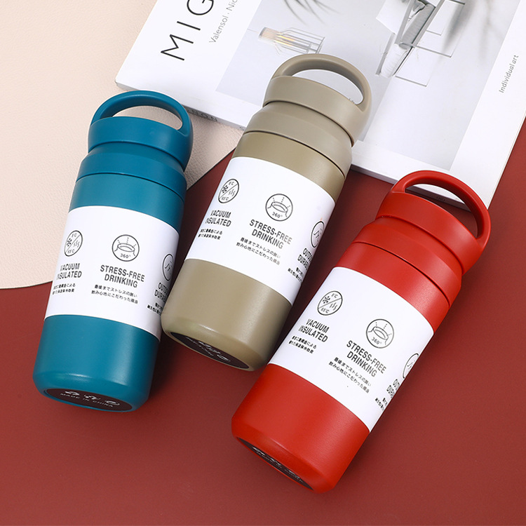 日式磨砂手提茶隔保溫杯500ml